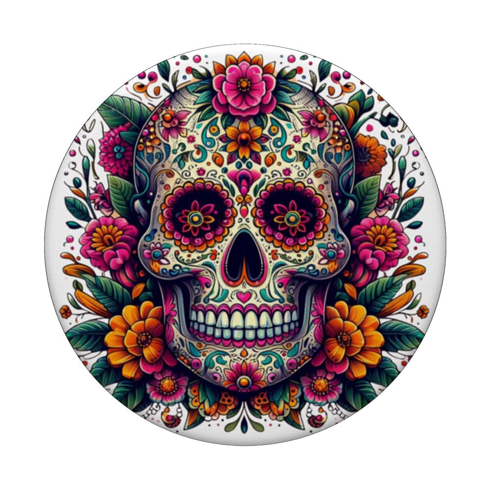 PopGrip Intercambiabile Colorful Floral Skulls - Design Dia De Los Muertos Messicano