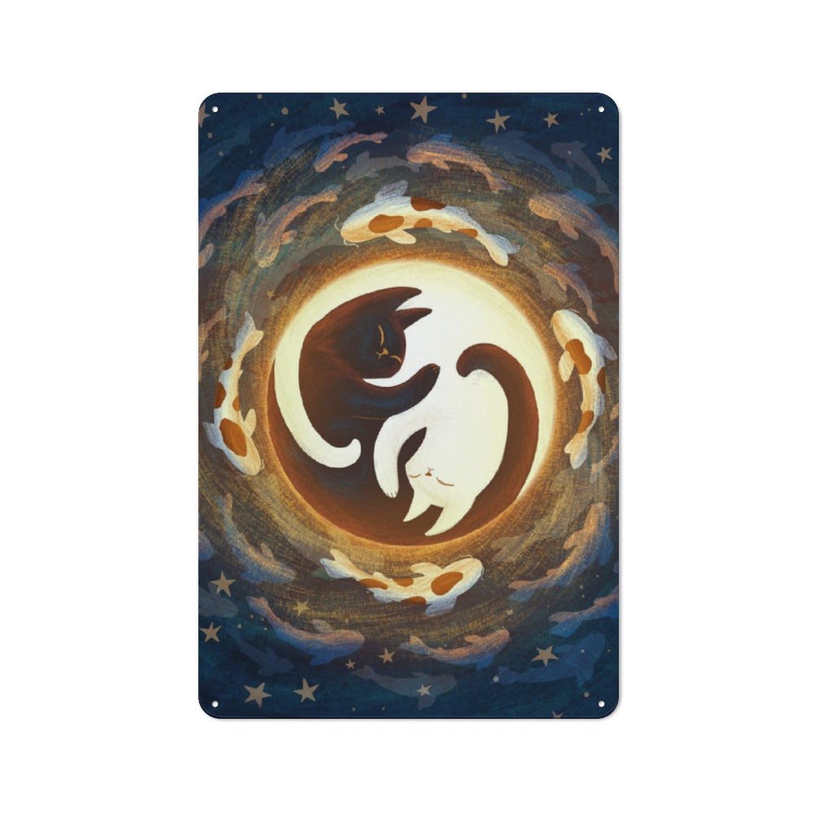 Junmoney Yin And Yang For Lounge Or Reading Corner, Retro Metal Sign 30X20cm, For Metal Sign Collectors, For Garage And Workshop Walls