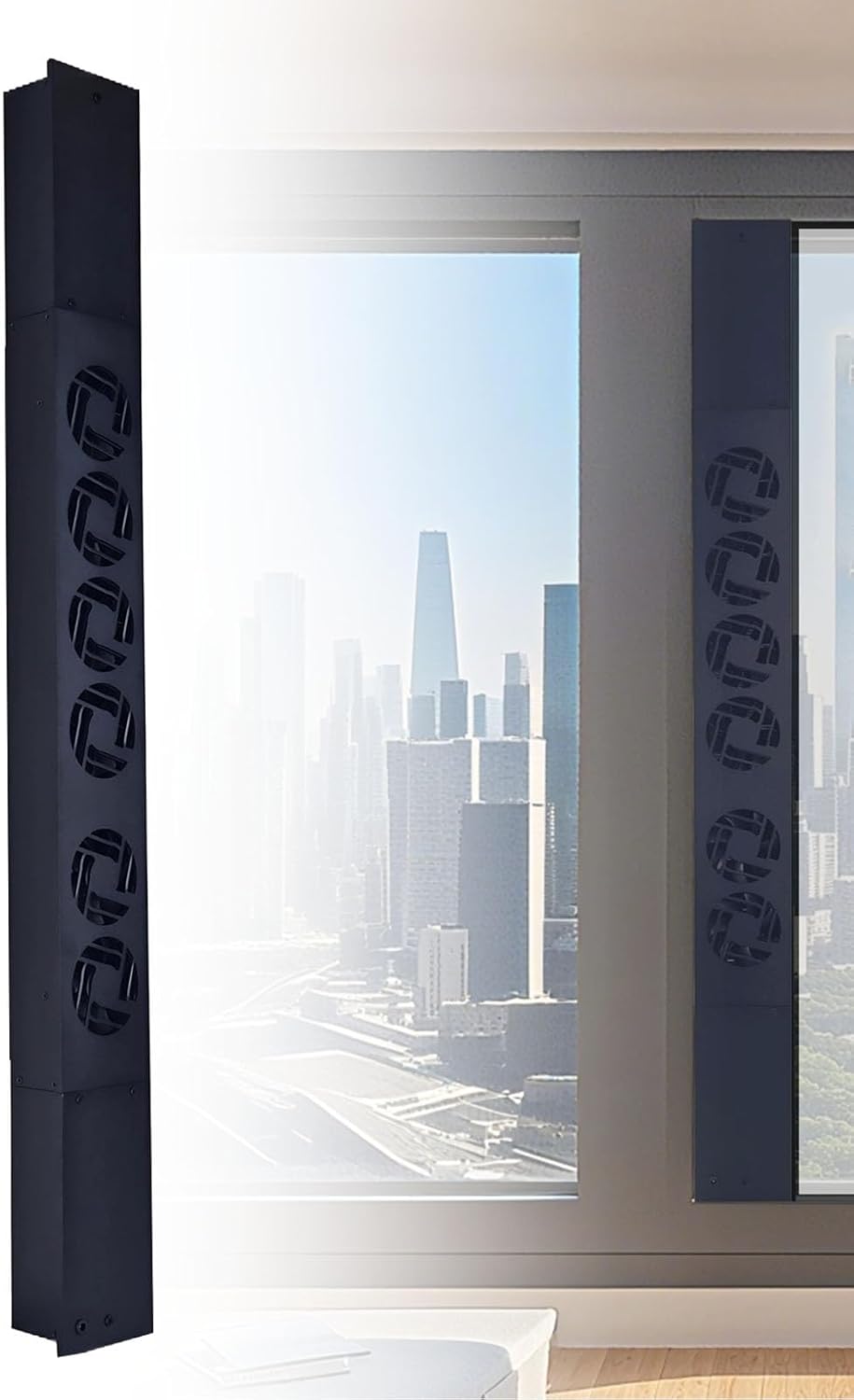 Window Exhaust Fan, Home Window Exhaust Fan, 6 Air Outlets (4 Air Intakes + 2 Exhausts), 10-wind Speed Adjustment, Retractable 80-144cm Optional, for Home, Kitchen, Bedroom & Office