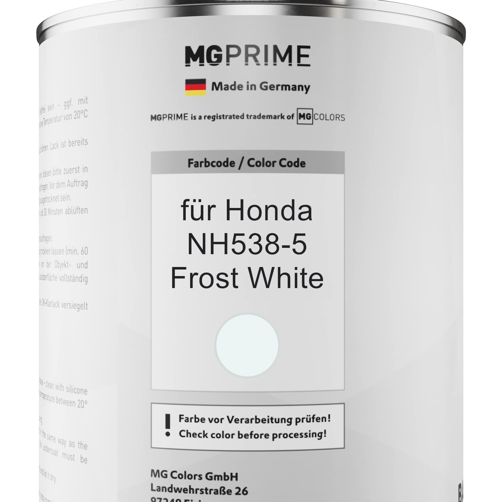 MG PRIME Autolack Dose für Honda NH538-5 Frost White 1,0L