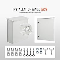 Vista 6 de VEVOR Carcasa Eléctrica, 24'' x 24'' x 8'', Carcasa Exterior NEMA 4, IP65 Impermeable y a Prueba de Polvo de Acero al Carbono Laminado en Frío, Caja