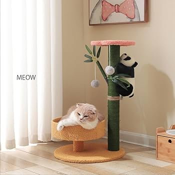 Amazon | MEOW キャットタワー ミニ 猫タワー パンダ 小型 低め