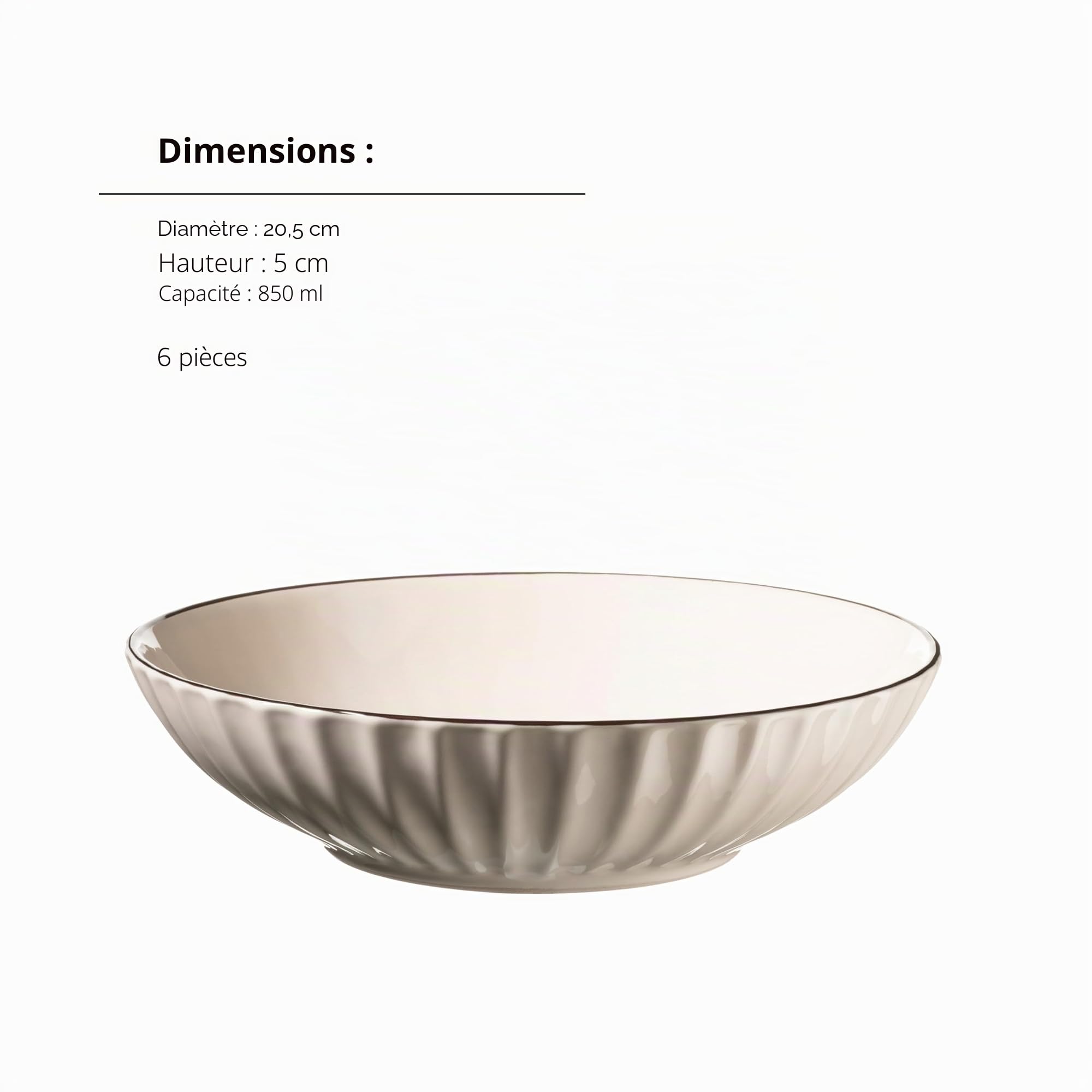 MÄSER Série OSITA, assiettes creuses, pour 6 personnes, en céramique de qualité supérieure, design rétro, en grès, blanc