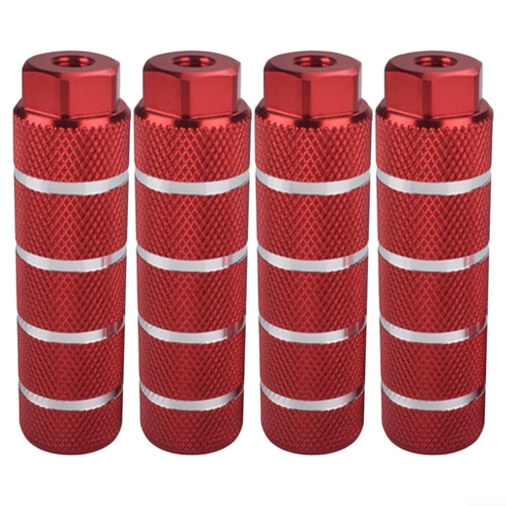 Eawfgtuw 4 pedane per bicicletta, in lega di alluminio, antiscivolo, per mountain bike, bici da strada, poggiapiedi posteriori con 10 mm (rosso)