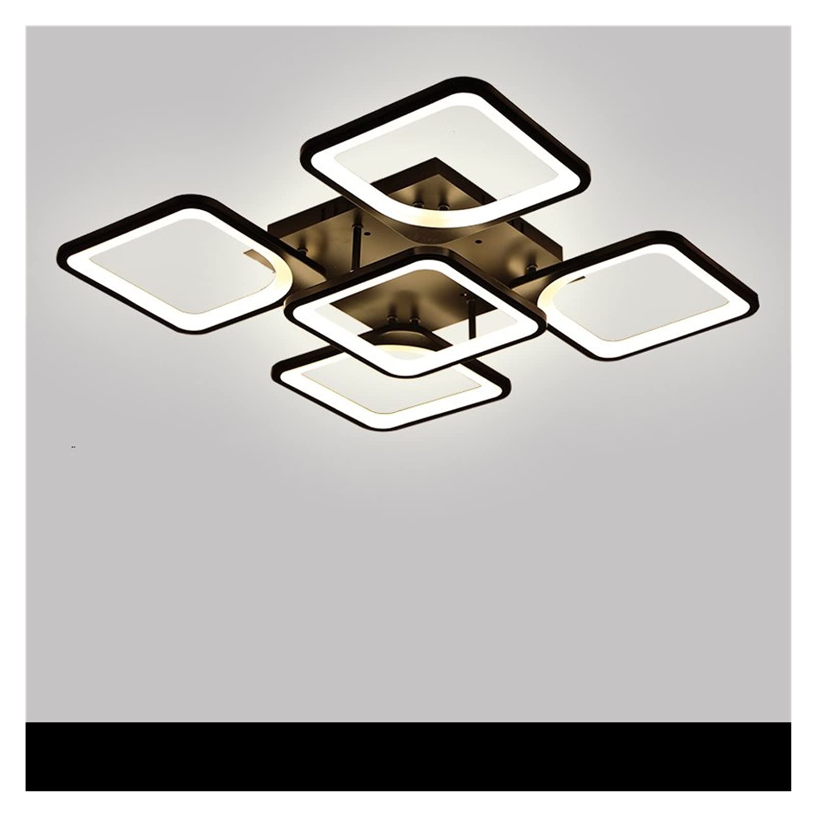 Lampa wisząca, nowoczesny żyrandol LED, oświetlenie kompatybilne z salonem, jadalnią, kuchnią, sypialnią, domem, prostokątnym czarnym sufitem wewnętrznym, jasnym kryształem K9 (białe, 4 i 1)