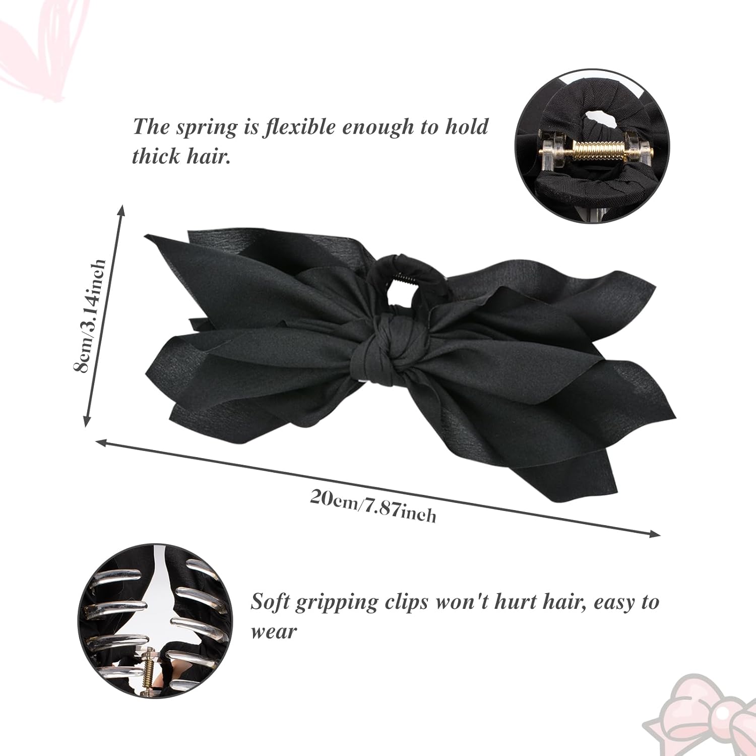 Bow Claw Clips Bow Hair Clips 4PC Big Hair Bows for Women Butterfly Styling Large Hair Clips for Thick Hair for Girls Hair Accessories for Teen - Image 4