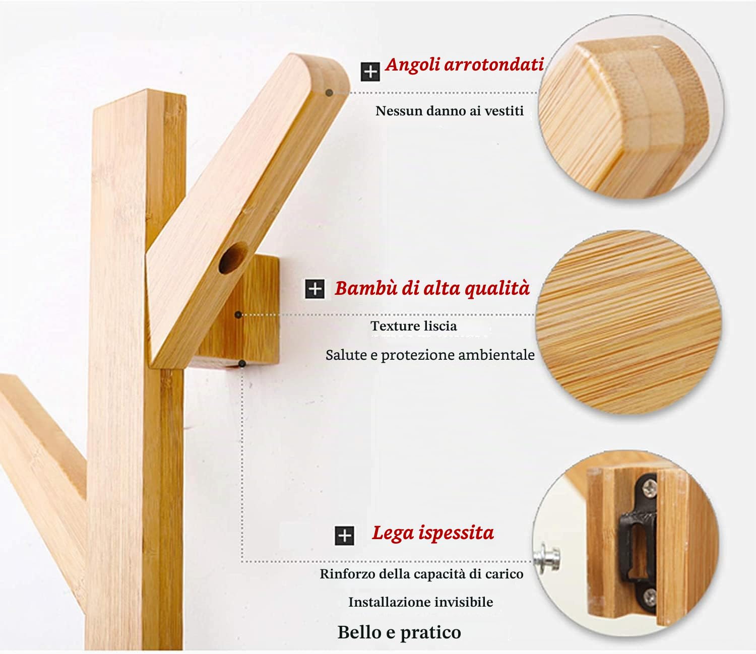 appendiabiti in legno da parete, decorazione per camera da letto soggiorno gancio porta asciugamani