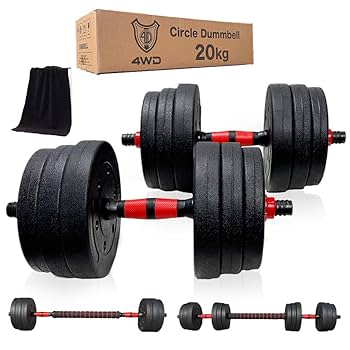 Amazon | 4WD ダンベル 10kg 2個セット 合計 20kg 丸型 レッド