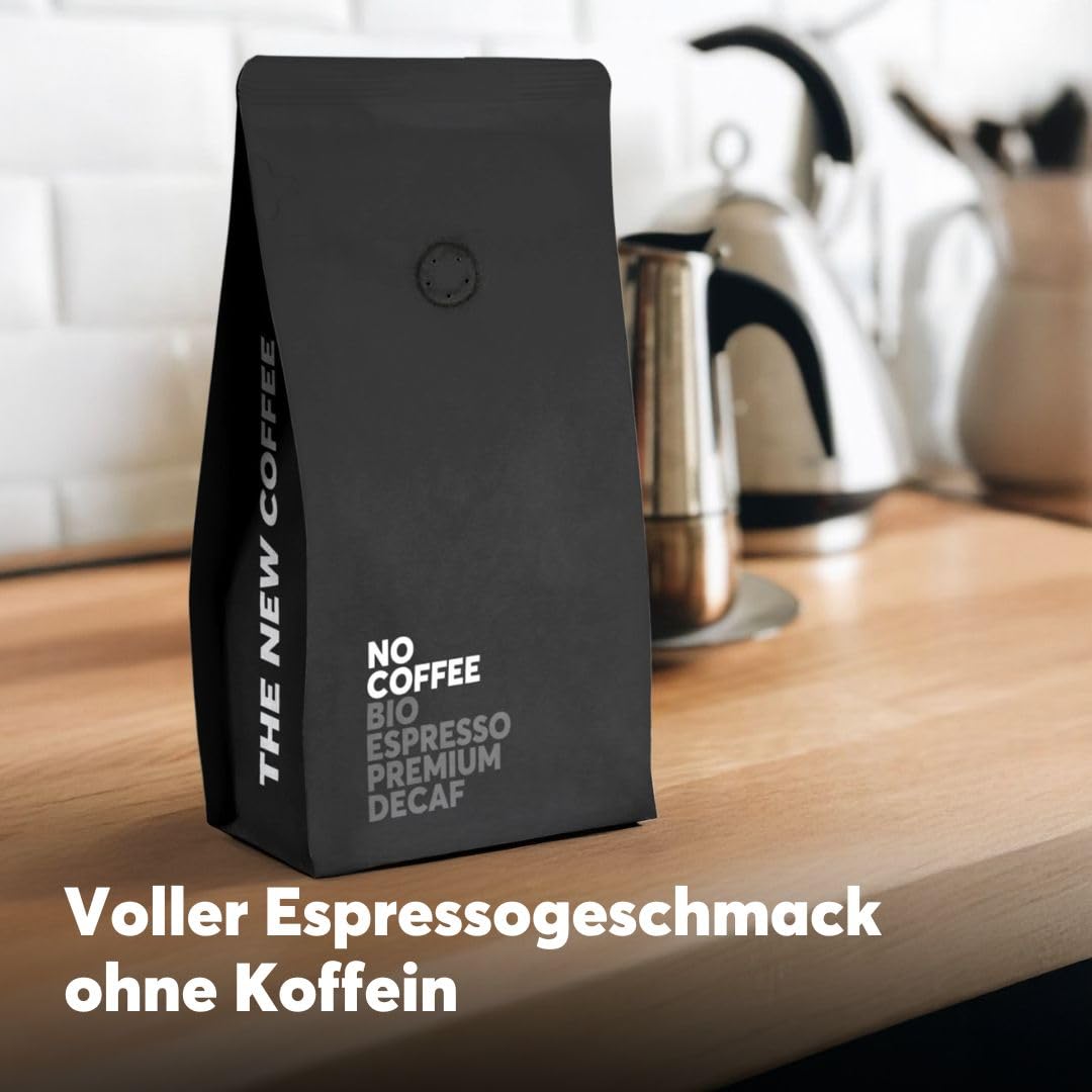 No Coffee® – No Espresso Premium Bio Espresso Bohnen entkoffeiniert (500g) | Entkoffeiniert mit Wasser | Koffeinfrei, schmeckt aber wie dein Lieblingskaffee | Kaffeebohnen koffeinfrei