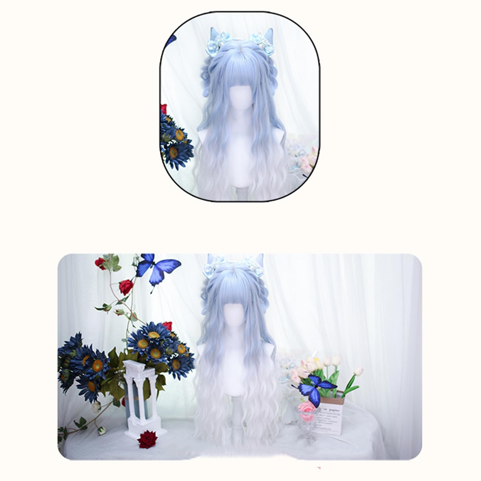 Amazon.co.jp: [ラウバオショッピング]ロリータ 水色 白 