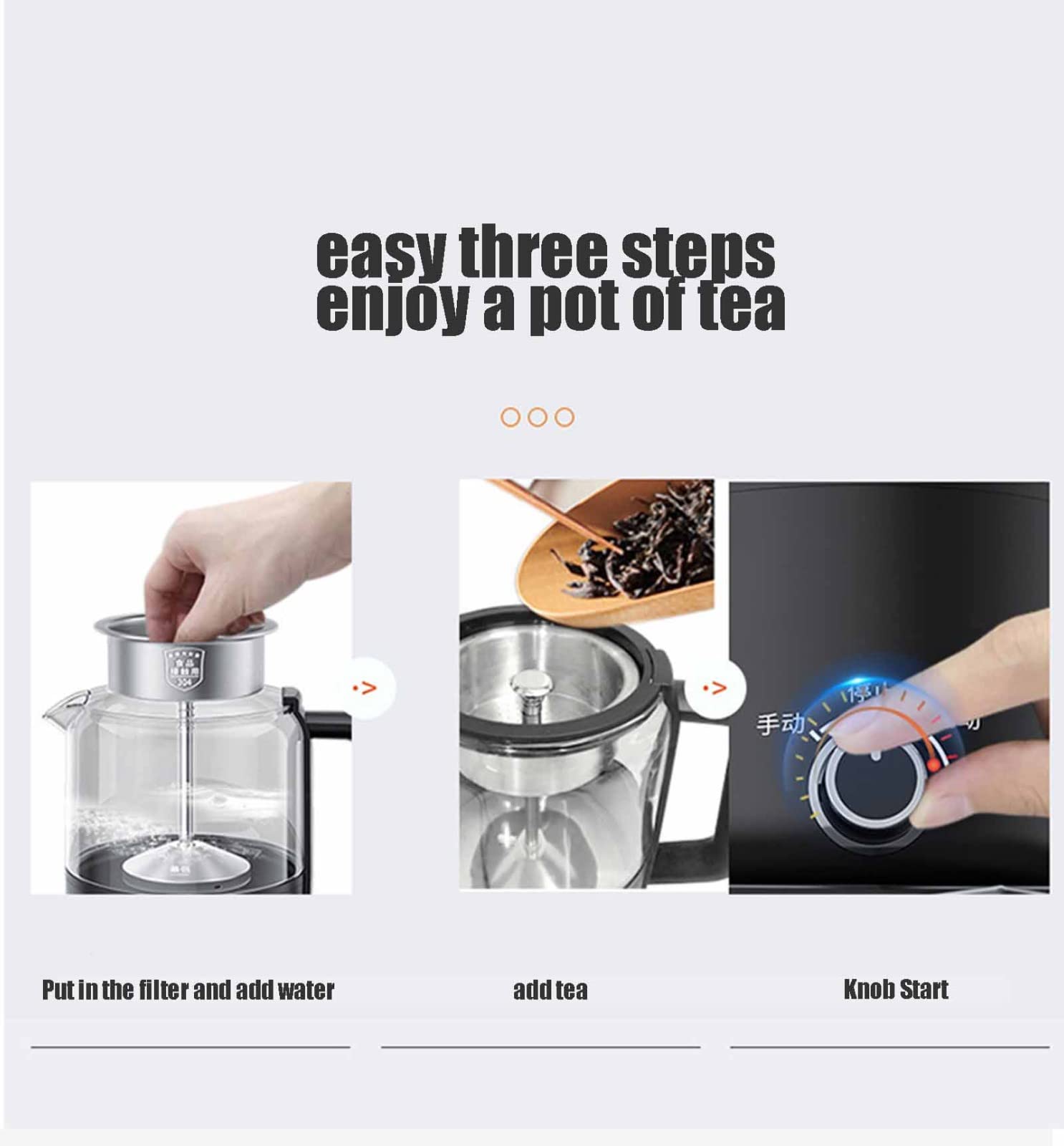 Calentando el Agua, Hervidor de Control Temperatura con Aislamiento térmico, máquina for Hacer té integrada, Multifuncional, Acero Inoxidable B, 1L (Color:(Onecolor,1.2 litres)