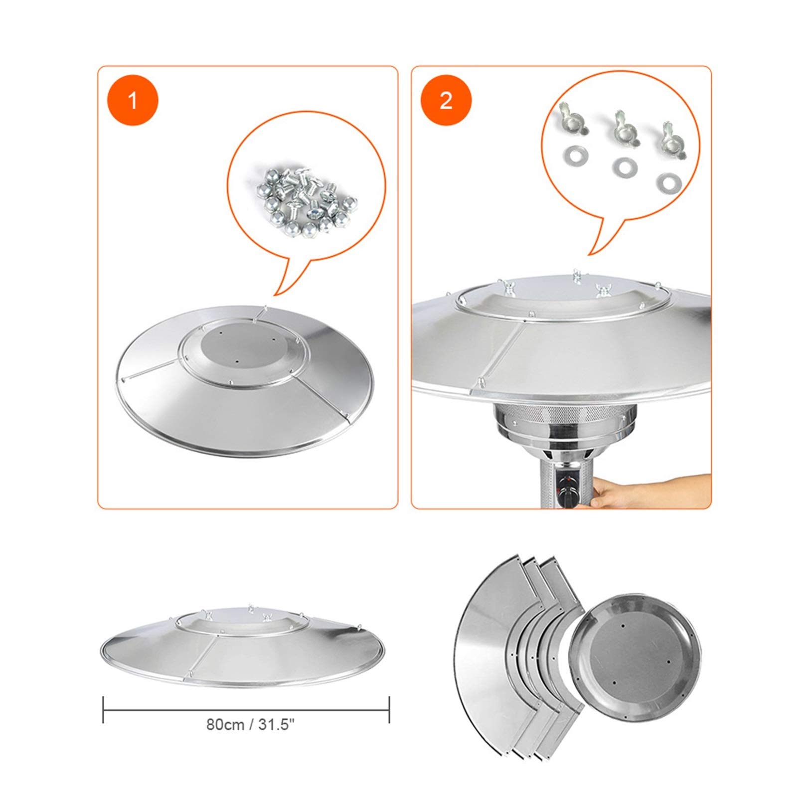 Couvercle Supérieur Chauffage Extérieur Réflecteur Aluminium 31.5" - Protection & Chaleur Optimale