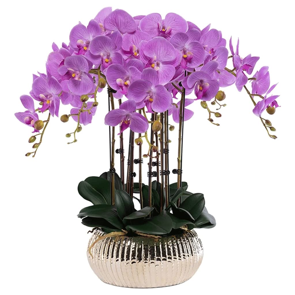 MYUYEE Artificial Flowers Faux Orchids Plant Arrangement Orchids Artificial Home Decor Party Kitchen Table Centerpiece Artificial Flowers Lifelike(D)