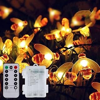 Fairy Lights Battery Operated 88 LED 10M Bee String Lights Christmas Decorations Waterproof Mini Bee Lights for Indoor Bedroom Xmas Tree Outdoor Patio Yard Garden Decor Christmas Party Living Room