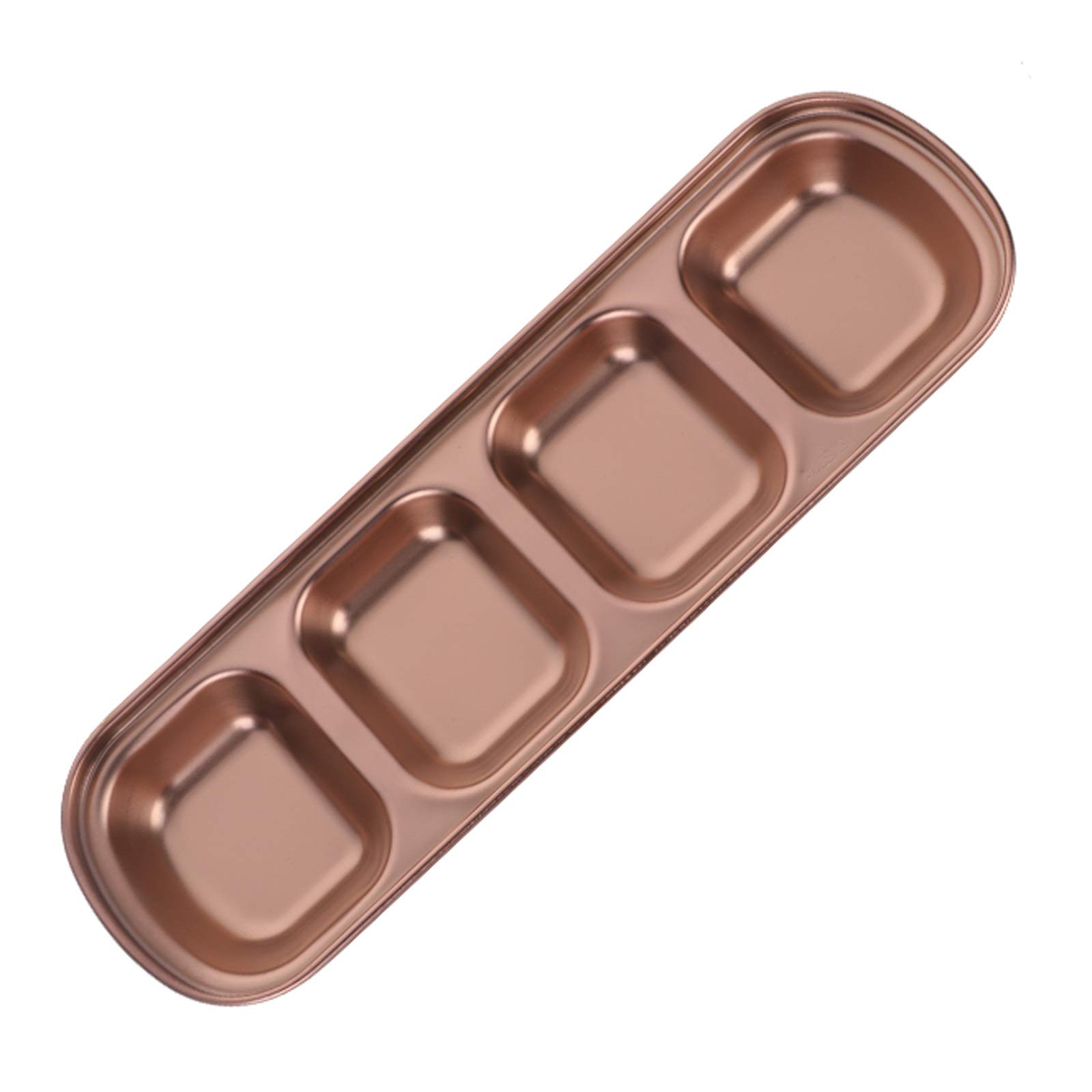 Saucenschälchen Vier Gitter 304 Edelstahl robuste Gewürzplatten-Vorspeise-Platten, die Teller-Haushaltsfrucht-Snack-Platten-Gewürz-Server-Gerichte servieren Snackschalen (Color : Pink)