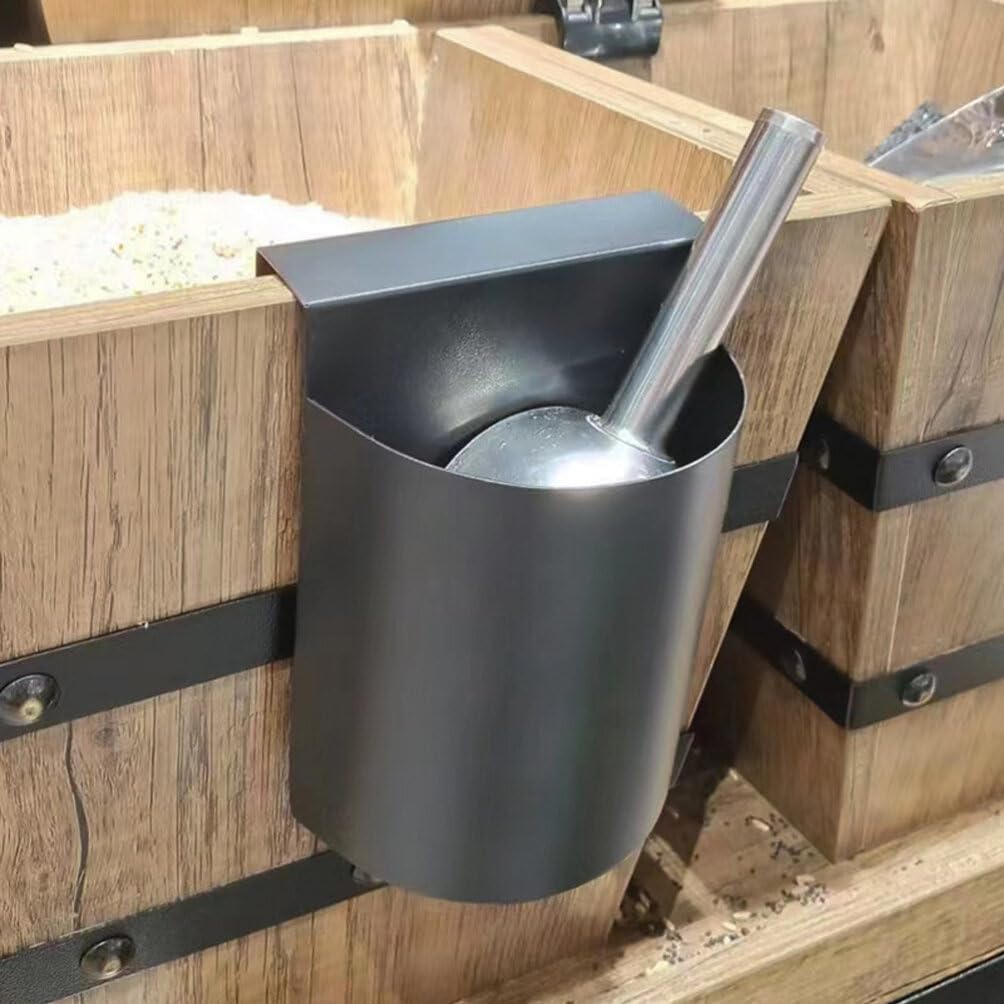 Luxshiny Grain Scoop Holder for Supermarket Anti-Rust Hanging Storage Rack for Food Shovel Wall Mount Heavy Duty Scoop Barrel for Bulk Food Bins - Image 2