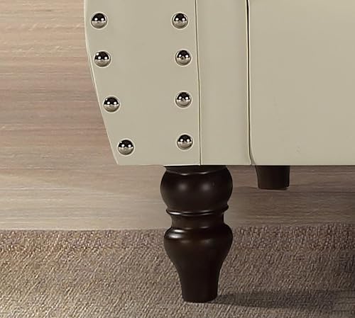 Miniatura 6 de Chesterfield - Juego de sofá y sofá biplaza de piel sintética de 2 piezas para sala de estar con diseño elegante, patas de calabaza y tapicería de