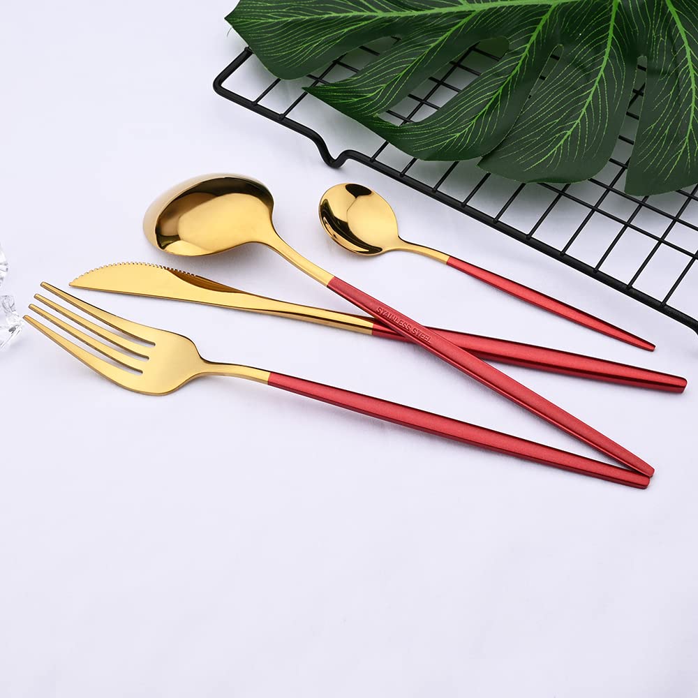 Set di posate in argento, set da 24 pezzi, stoviglie in acciaio inossidabile, coltello, forchetta, cucchiaio, cucina, all'ingrosso, neri(24pcs Green Silver)