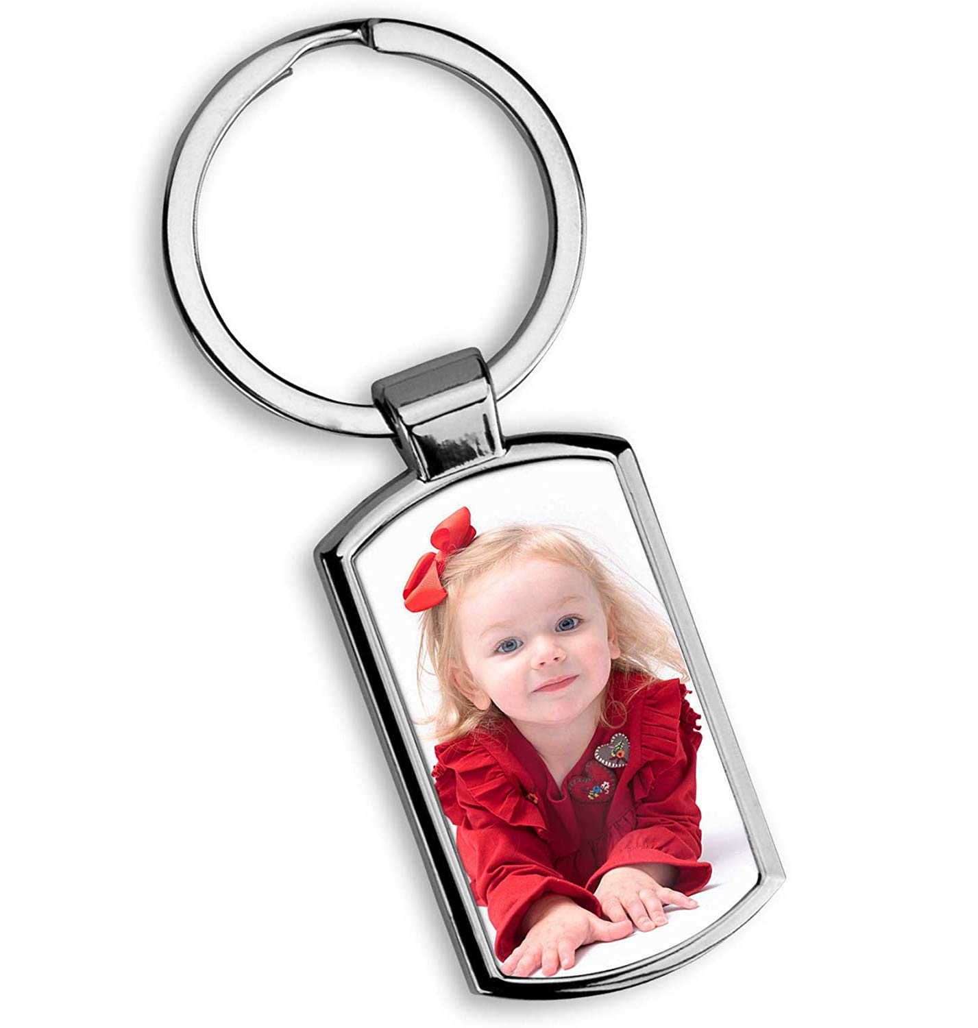 Kb-Printing Chrome Personalised Keyring, Photo Keyring Customized With Picture Keychain