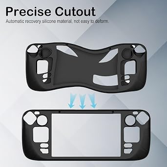 KZIOACSH Case for Steam Deck/Steam Deck OLED with Kickstand, Full Protection Lightweight Shockproof Soft TPU Anti-Scratch Gaming Console Protective Skin Bumper Cover,Black