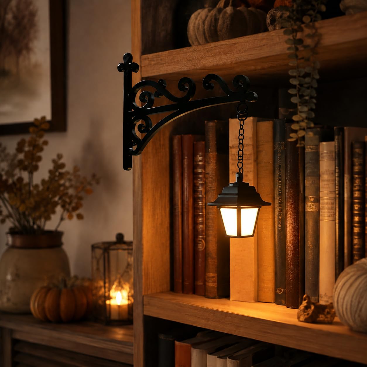 Bookshelf Lantern, Book Nook Lights, Library Lantern-Decorative Bookshelf Lighting, Vintage Hanging LED Warm Lighting Decoration for Halloween,Home Library, Desktop Ornament (C 1pcs)