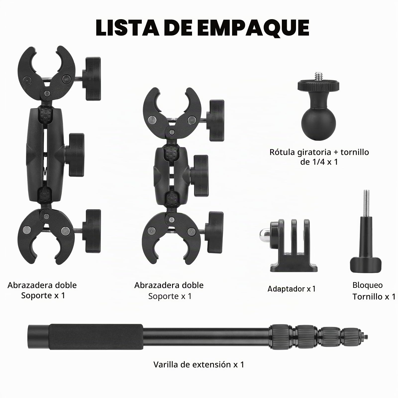 BRDRC Soporte de motocicleta para Insta 360 X4 X5, soportes de abrazadera de manillar de bicicleta de 59 pulgadas, kit de palo selfie invisible para Insta360 X5 X4 X3 X2 X ONE, para DJI OSMO 360, para