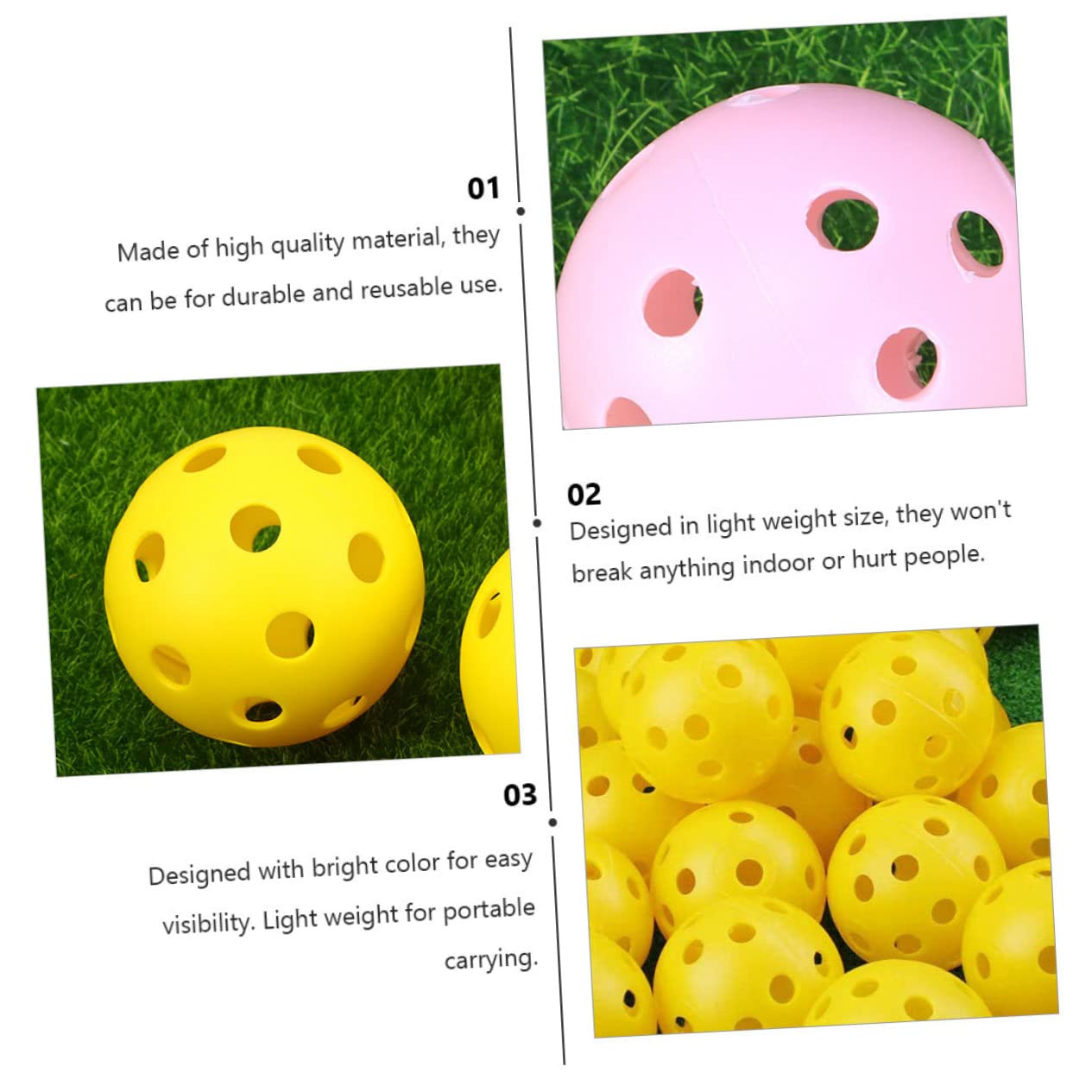 BESPORTBLE 100 Uds Pelota De Golf De Entrenamiento Bolas Huecas Poste De Empuje para Interior Pelotas De Práctica De Bateo De Golf para Interior a De De Entrenamiento as
