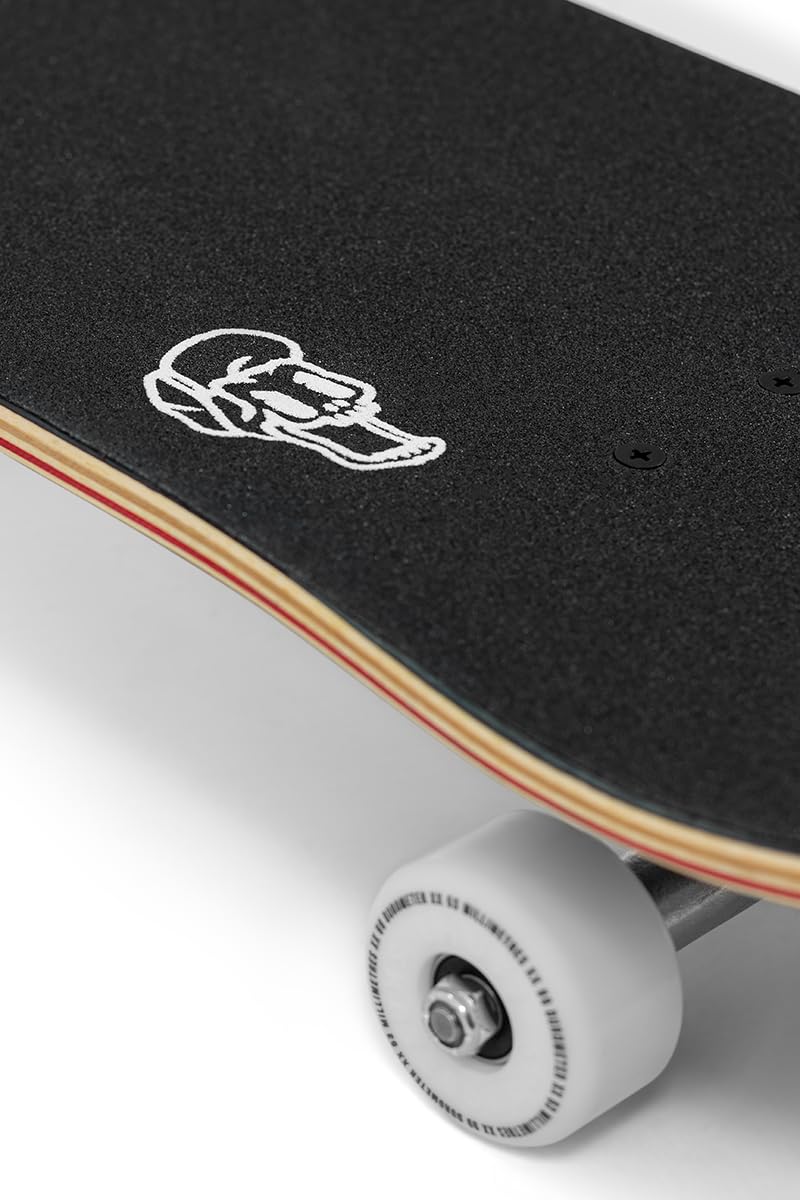 Enuff Throwback, komplettes Skateboard, 7-lagiges Ahorn-Deck und Premium-Komponenten: Decade-Pro-Trucks, 53 mm XX-Räder, ABEC-7 Chrom-Kugellager, Totenkopf-Griffband, 21,6 x 81,6 cm, Schwarz