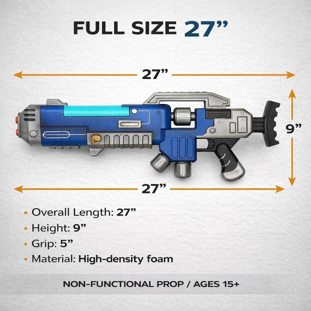 27" Sci-Fi Plasma Blaster Foam Prop | Futuristic Energy Rifle for Cosplay, Halloween, Film & Display (Ages 15+)