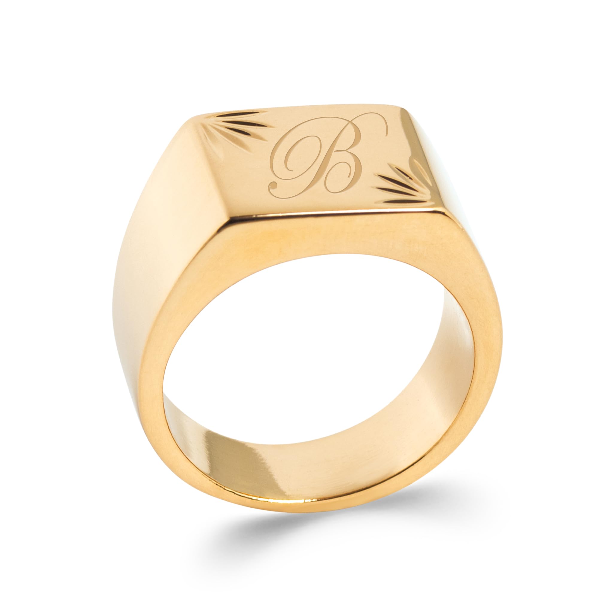 Bague chevalière rectangle plaqué or gravable et personnalisable - 8