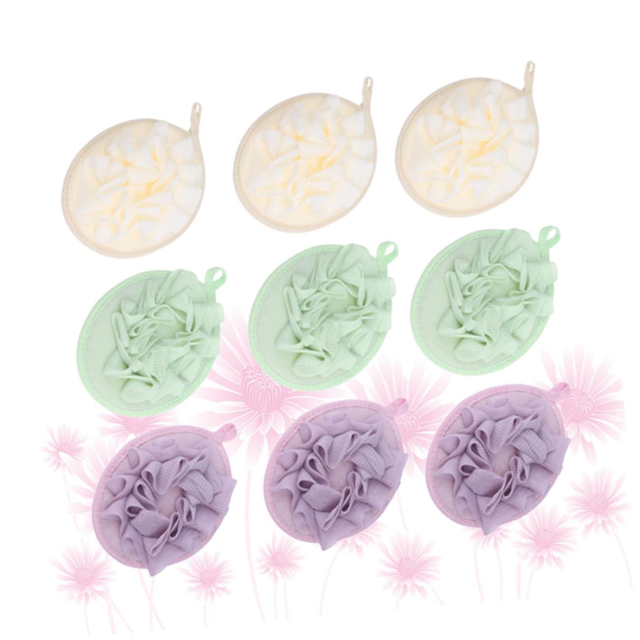 FOMIYES Practical Bath Ball Bubble Net 9 Pieces Solid Bath Sponges Bath Flower Relaxing Bathing Accessories Set