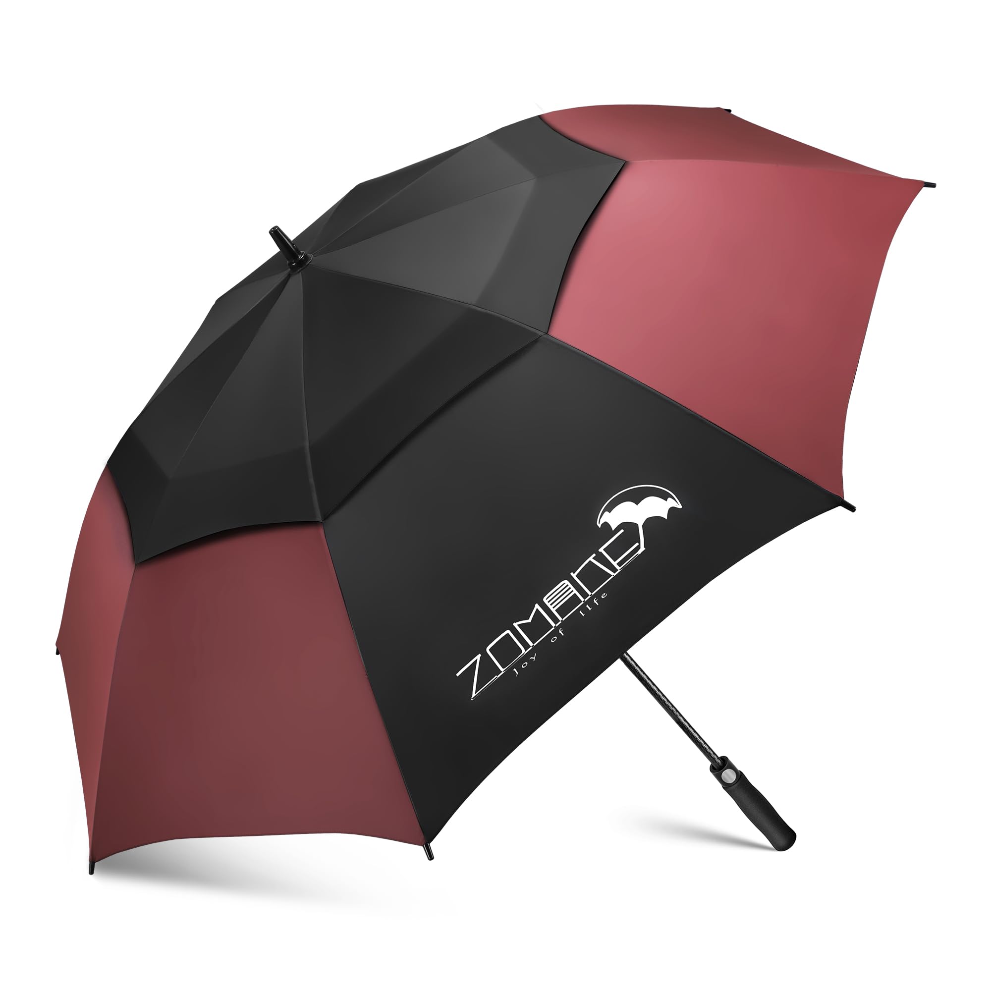 ZOMAKE Golf Umbrella Windproof and Rainproof 68in, Large Umbrella Windproof Strong, Double Canopy Big Golfing Brolly Unbreakable for Men Women (Black/Wine Red)
