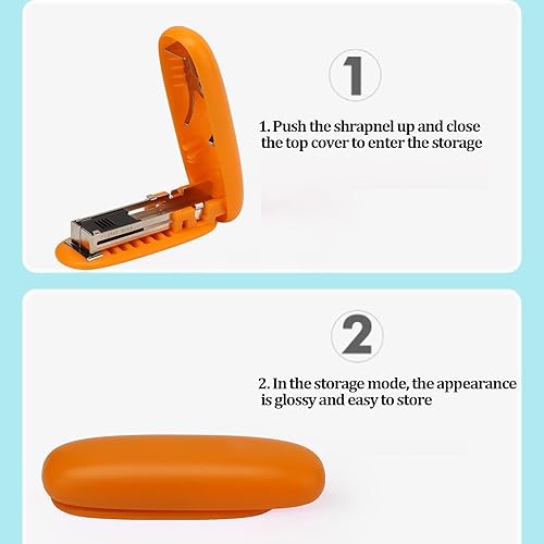 Miniatura 4 de Mini engrapadora, pequeña engrapadora de escritorio para 15 hojas, capacidad de grapa, removedor de almacenamiento sin esfuerzo, compacto, portátil,