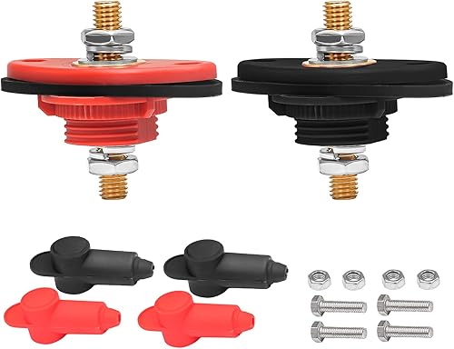Recoil BTTP-38 - Conectores de terminales de batería con panel de alimentación de alta corriente de 3/8 pulgadas con cubiertas de terminales de