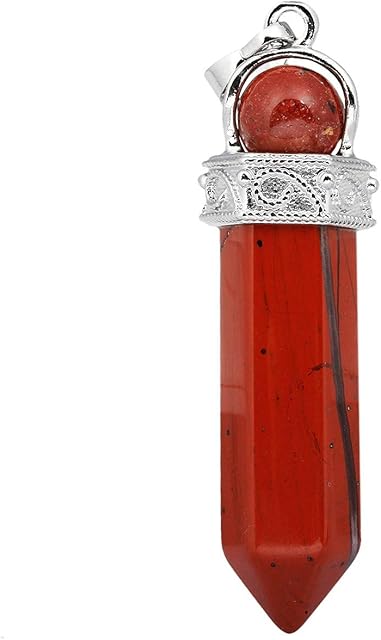 KYEYGWO Hexagonal Crystal Point Stone Pendant Necklace for Unisex, Healing Gemstone Bead Pendant with Chain 23"