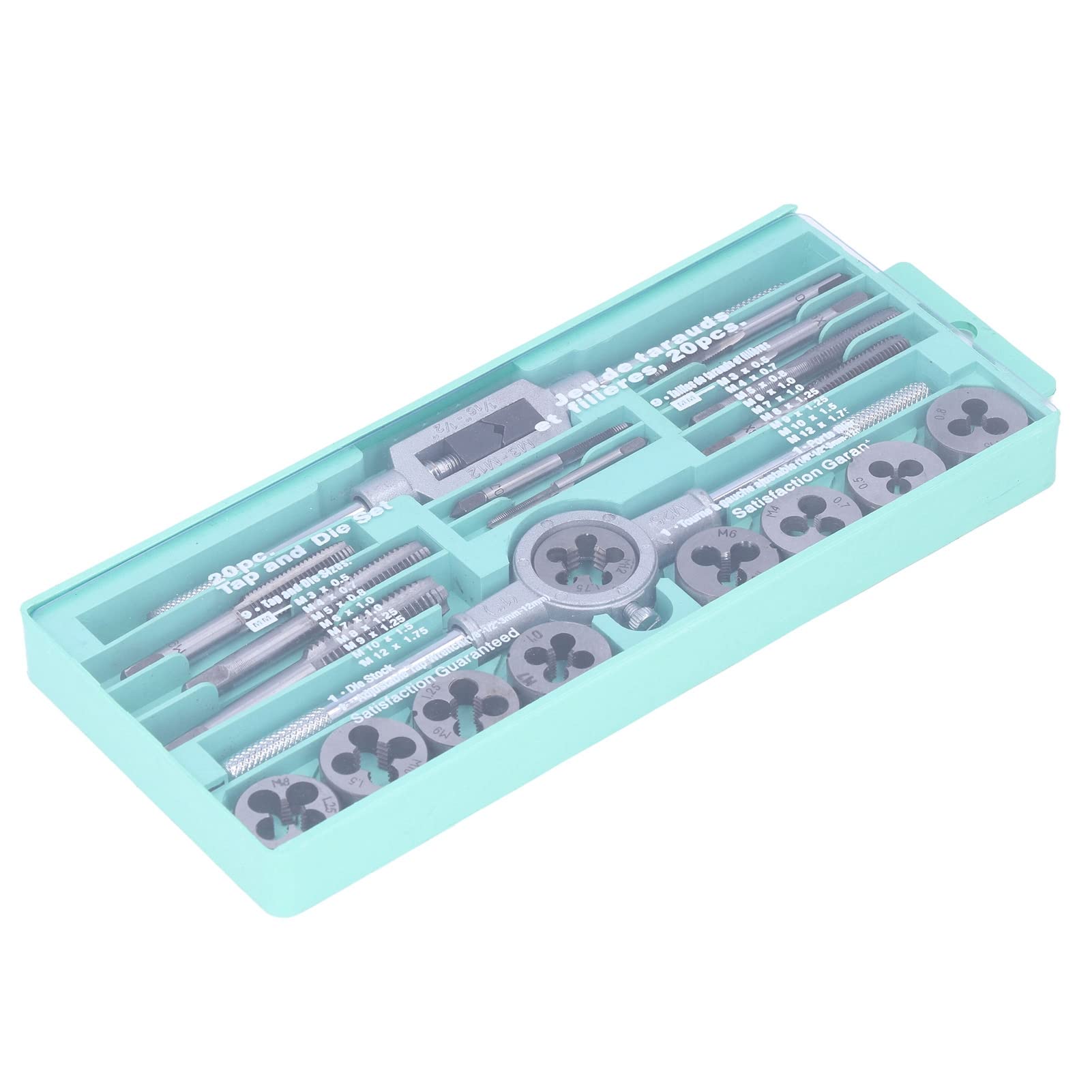 Set di maschi e punte da filettare da 20 pezzi, kit in acciaio per utensili per riparazioni auto, modellismo e lavorazione fai-da-te su ghisa e alluminio, comprende scatola di