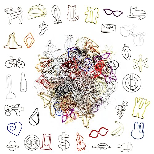 YETOOME 150 Pcs Mixed Cute Paper Clips, Assorted Colors Bookmark Paperclips, Fun Office Supplies Gifts for Students, Kids, Teachers (Random Shaped)