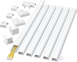 ZhiYo Cord Cover Wall Kit, 94.5in Cord Hider Wall Mounted TV, Wire Covers for Cords, Paintable Wire Hiders for TV On Wall, TV Cable Hider Wall Kit, Wall Cord Concealer, 6 x L15.7in W0.98 H0.5in, White