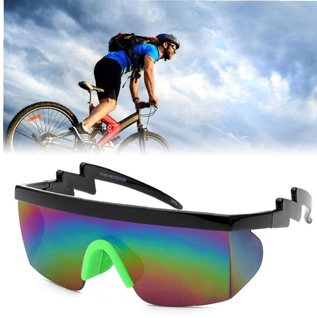 Semi Rimless Sunglasses Mirrored Lens Glasses for Outdoor Sport Riding