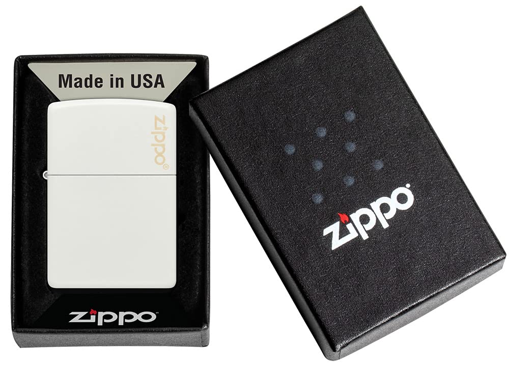Zippo Accendino in metallo, bianco opaco, con logo, taglia unica