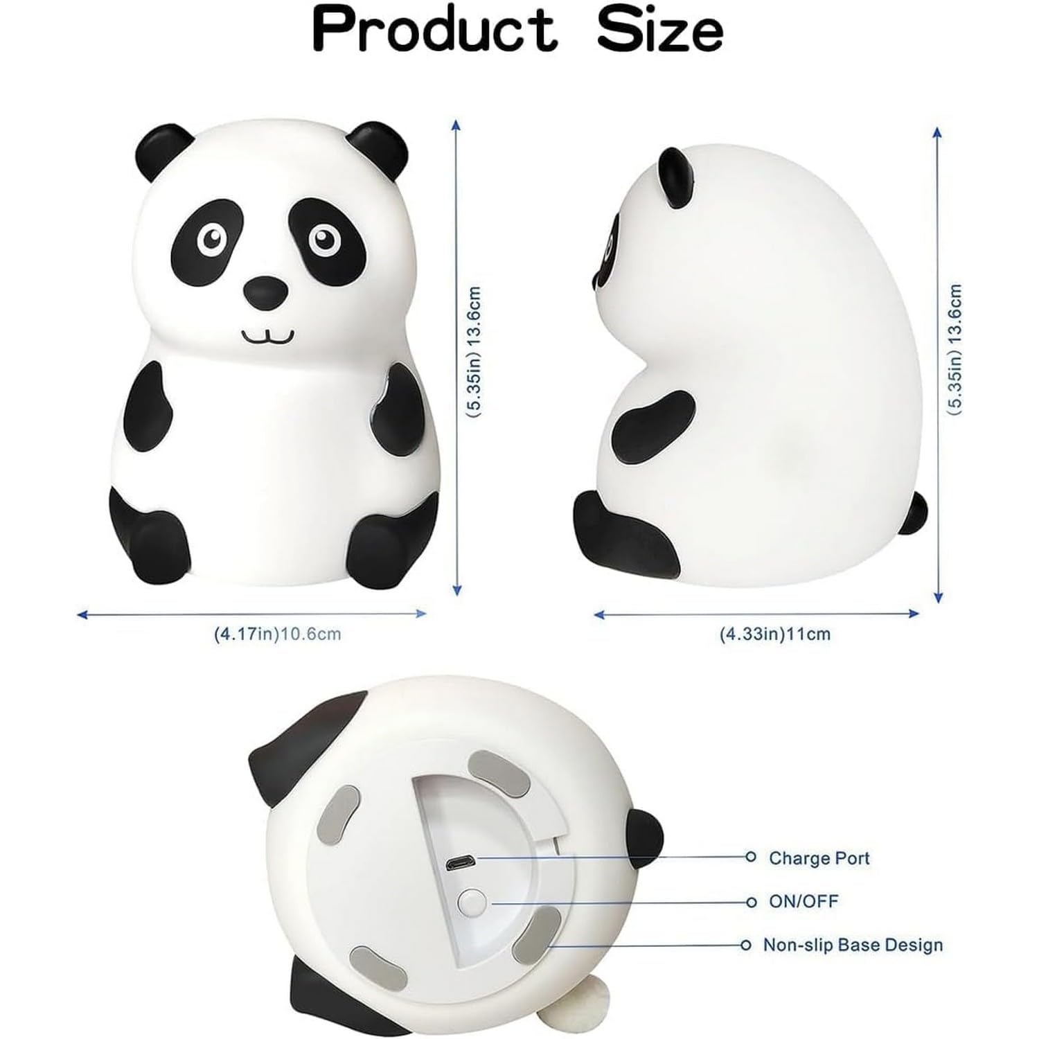 TAKASH Panda Night Light for Kids - Soft Silicone Rechargeable Lamp with Tap Control, Multi-Color Modes, and Non-Slip Base - Perfect for Bedside, Baby Rooms, and Gifting 4