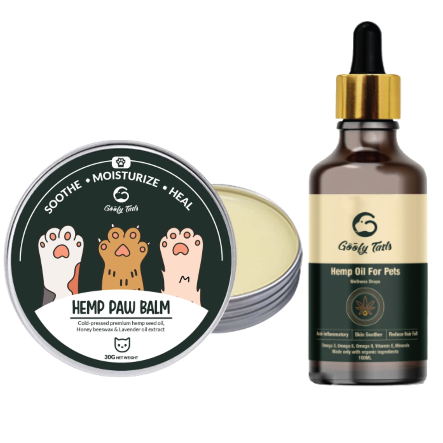 Goofy Tails Paw Cream + Hemp Oil Combo for Cats & Kittens | All Natural Hemp Paw Balm for Cats and Kittens | Protects, Soothes and Moisturizes Chapped Paws (B0CLY2CWJ3) Amazon Price History, Amazon Price Tracker