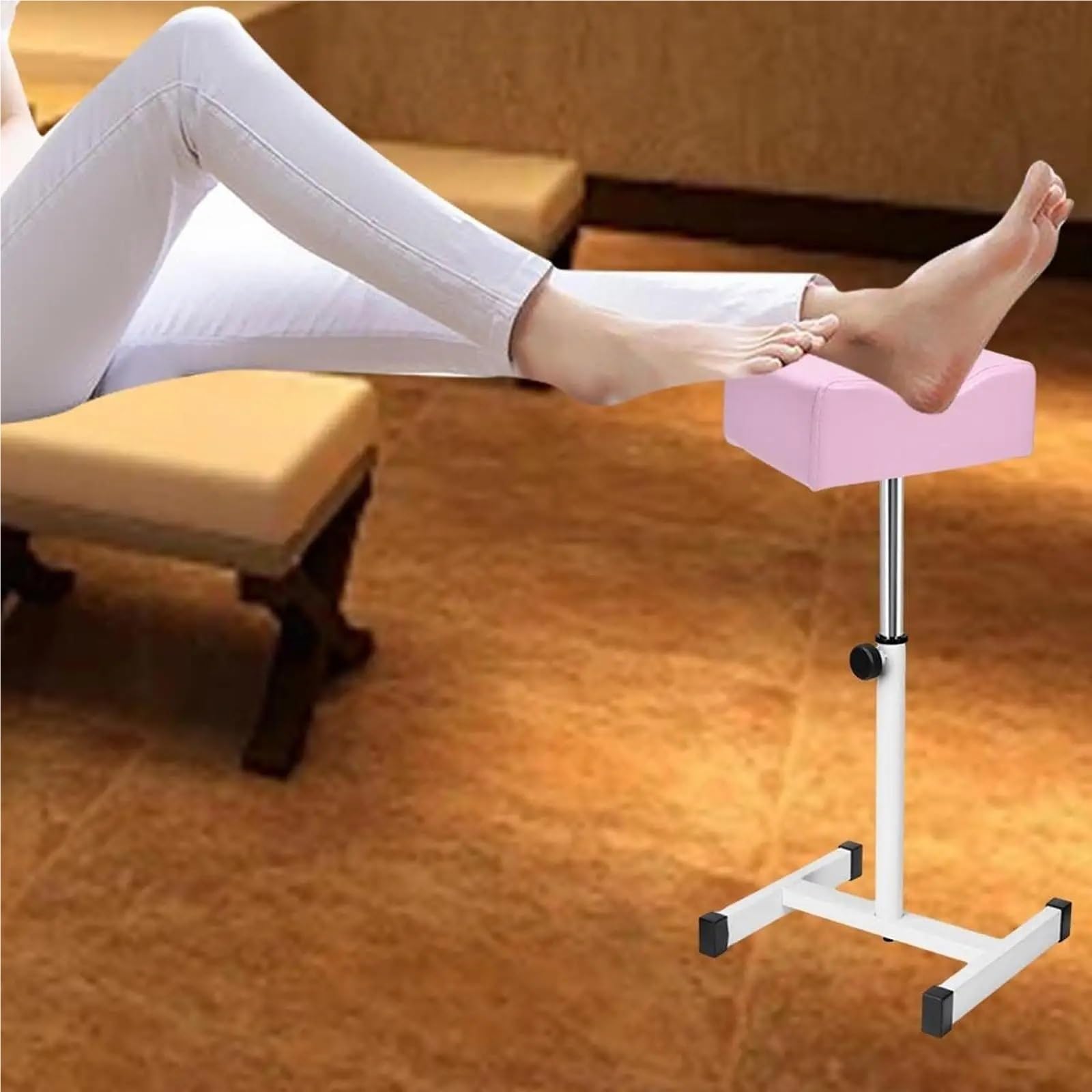 Fauteuil De PéDicure Chaise de Repos Jambe Repose-Pieds manucure pédicure, Tabouret en métal réglable Hauteur for Le Salon beauté à Domicile(Pink)