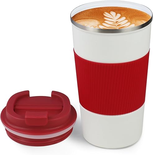 Taza de 18 onzas con revestimiento de cerámica en el interior, taza de café aislada con tapa, taza de viaje para café a prueba de fugas, taza de