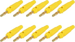 sourcing map 10 conectores tipo banana de 4 mm, 20 A, 9,5 mm de diámetro exterior y 53,8 mm de longitud, conector banana para cable de audio, color amarillo