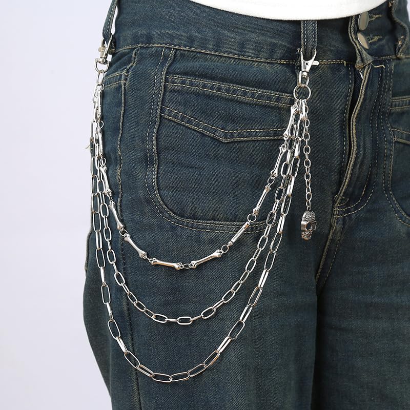 Image of Gothic Pants Chain Wallet Keychain Edgy Punk Hip Hop Waist Accessory for Jeans, Streetwear Women Men