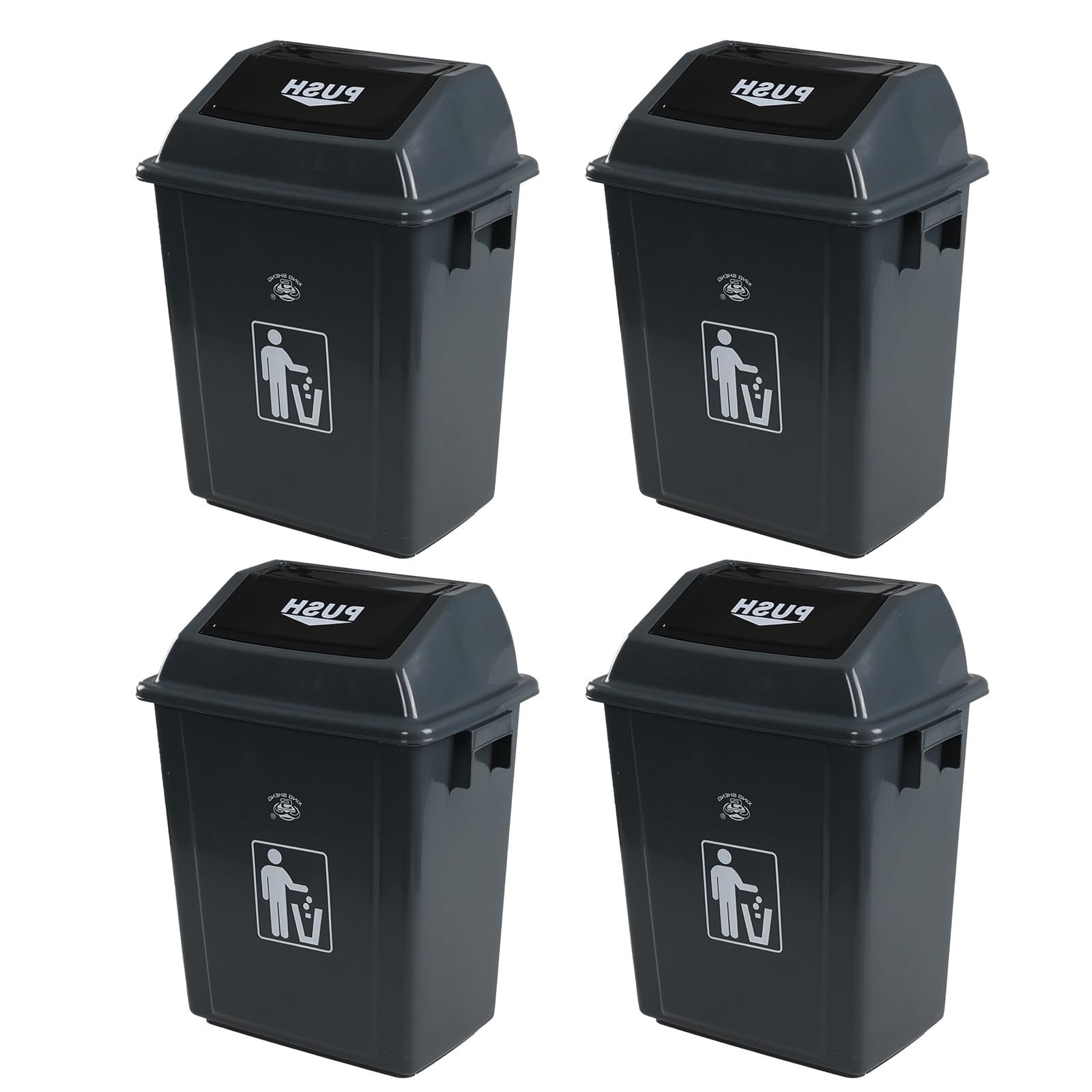 Parlynies 4-Pack 8 Gallon Kitchen Trash Can with Swing Lid, Plastic Kitchen Garbage Can, Small Waste Bin for Kitchen, Bathroom, Bedroom, Office, Gray