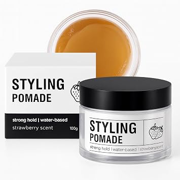 SPRINGSUGAR Water-Based Pomade for Men, Strong Flexible Hold, Natural Shine, Non-Greasy | Restyleable | Hair Pomade For Pompadour, Side Part, Slick Back | 3.53 Oz Strawberry Scent