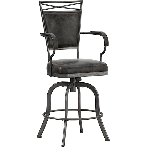 Hillsdale Bridgetown Metal Counter Height Swivel Stool, Pewter