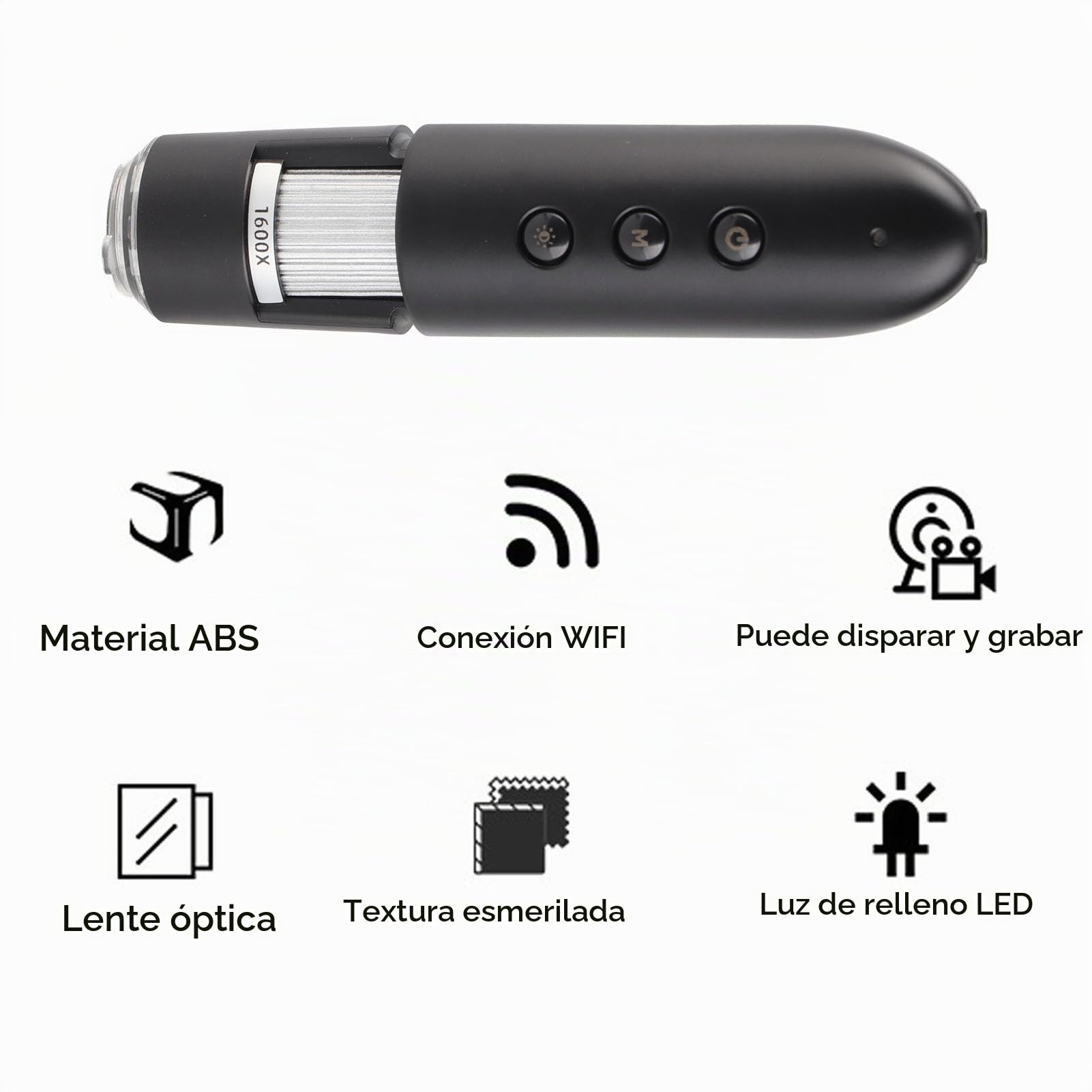 Microscopio Digital Inalámbrico, Detector de Pelo de Piel con Aumento de 1600X, Microscopios Portátiles WiFi, Lupa HD con Luz LED, Analizador de Piel